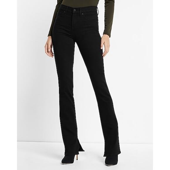 Express Skyscraper Mid Rise Stretch Black Leather Jeans 2R & 8R NWT ~ NEW!! - Picture 1 of 15